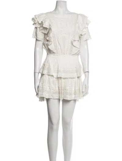 Pre-owned Loveshackfancy Lace Pattern Mini Dress In White