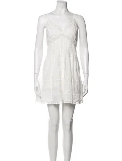 Pre-owned Loveshackfancy Lace Pattern Mini Dress In White