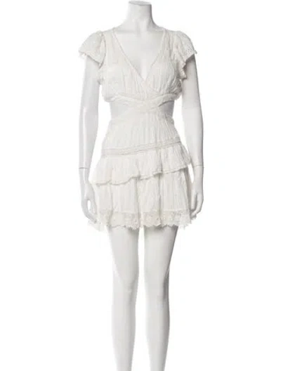 Pre-owned Loveshackfancy Lace Pattern Mini Dress In White