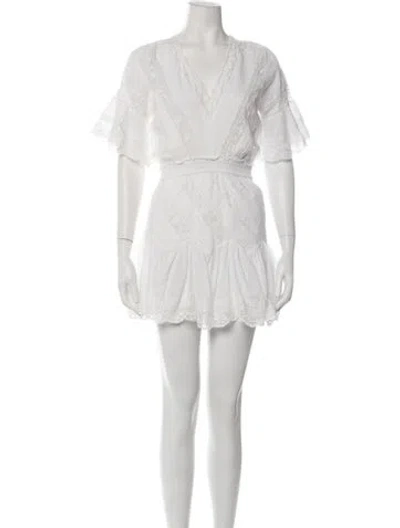 Pre-owned Loveshackfancy Lace Pattern Mini Dress In White