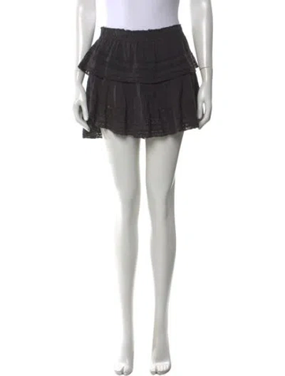Pre-owned Loveshackfancy Lace Pattern Mini Skirt In Black