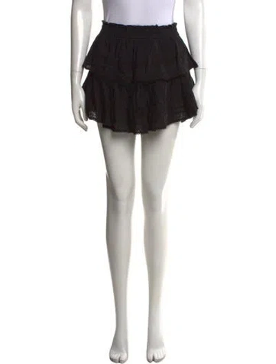 Pre-owned Loveshackfancy Lace Pattern Mini Skirt In Black