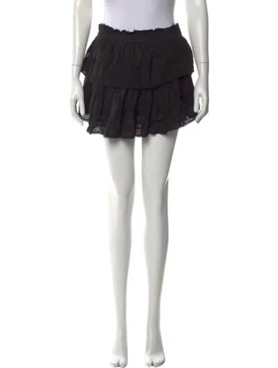 Pre-owned Loveshackfancy Lace Pattern Mini Skirt In Black