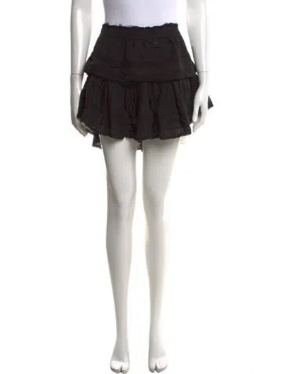 Pre-owned Loveshackfancy Lace Pattern Mini Skirt In Black