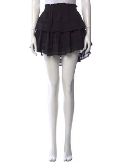 Pre-owned Loveshackfancy Lace Pattern Mini Skirt In Black