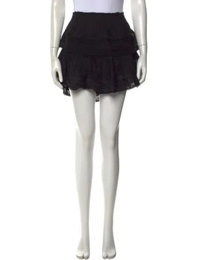 Pre-owned Loveshackfancy Lace Pattern Mini Skirt In Black