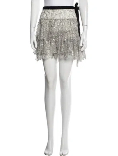 Pre-owned Loveshackfancy Lace Pattern Mini Skirt In Black