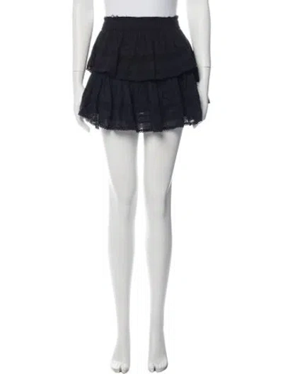Pre-owned Loveshackfancy Lace Pattern Mini Skirt In Black