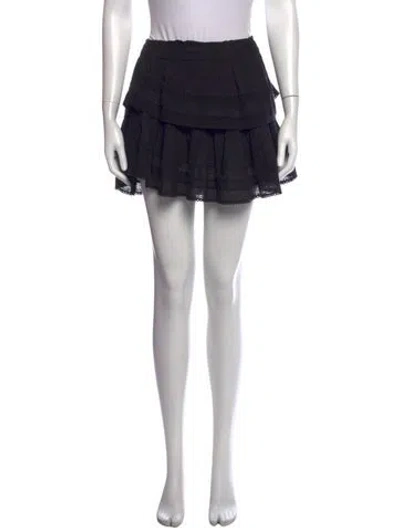 Pre-owned Loveshackfancy Lace Pattern Mini Skirt In Black