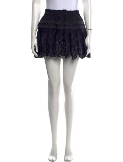 Pre-owned Loveshackfancy Lace Pattern Mini Skirt In Black