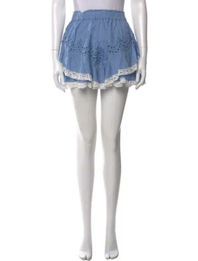 Pre-owned Loveshackfancy Lace Pattern Mini Skirt In Blue