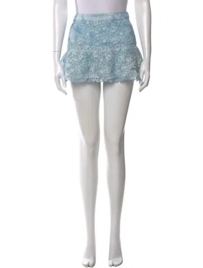 Pre-owned Loveshackfancy Lace Pattern Mini Skirt In Blue