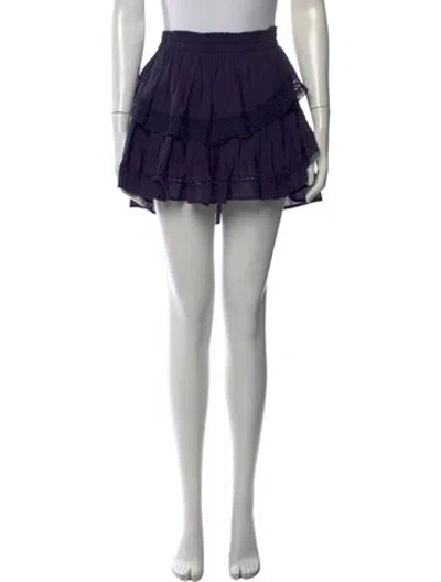 Pre-owned Loveshackfancy Lace Pattern Mini Skirt In Blue