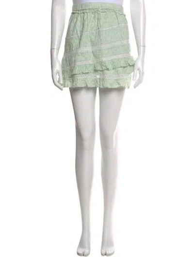 Pre-owned Loveshackfancy Lace Pattern Mini Skirt In Green