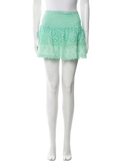 Pre-owned Loveshackfancy Lace Pattern Mini Skirt In Green