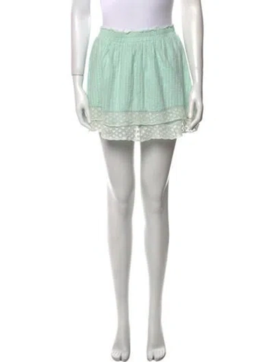Pre-owned Loveshackfancy Lace Pattern Mini Skirt In Green