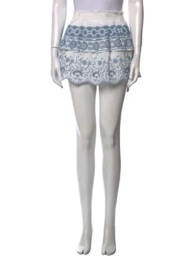Pre-owned Loveshackfancy Lace Pattern Mini Skirt In Multi