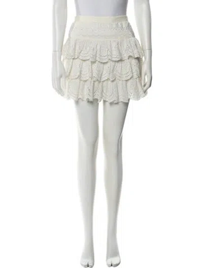 Pre-owned Loveshackfancy Lace Pattern Mini Skirt In Neutral