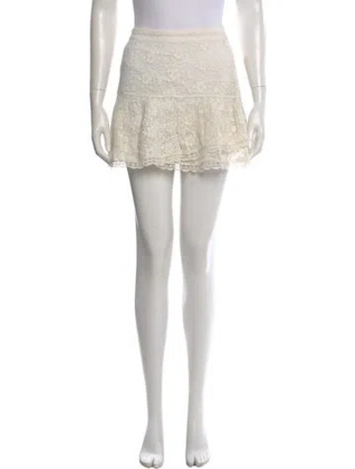 Pre-owned Loveshackfancy Lace Pattern Mini Skirt In Neutral