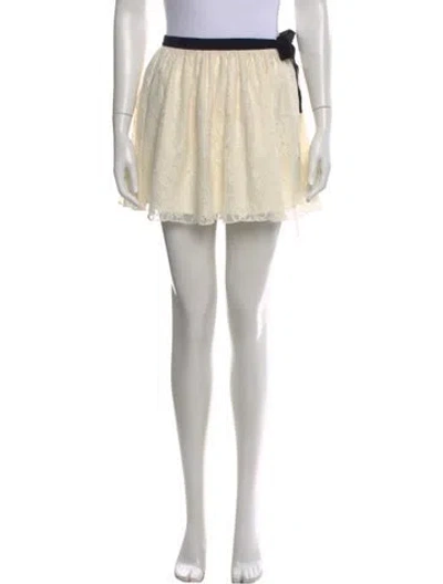 Pre-owned Loveshackfancy Lace Pattern Mini Skirt In Neutral
