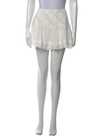 Pre-owned Loveshackfancy Lace Pattern Mini Skirt In Neutral