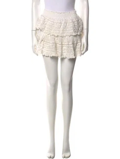 Pre-owned Loveshackfancy Lace Pattern Mini Skirt In Neutral