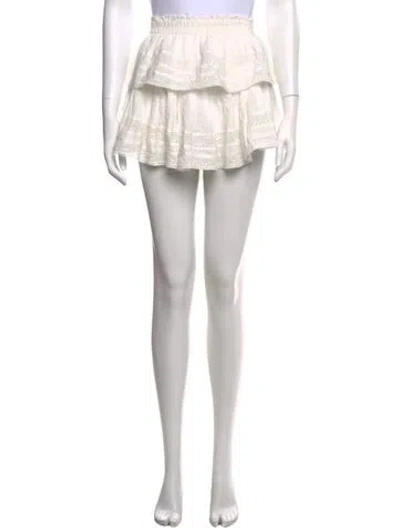 Pre-owned Loveshackfancy Lace Pattern Mini Skirt In Neutral