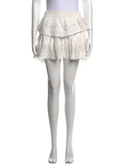 Pre-owned Loveshackfancy Lace Pattern Mini Skirt In Neutral