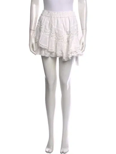 Pre-owned Loveshackfancy Lace Pattern Mini Skirt In Neutral