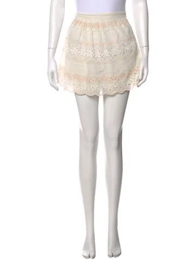 Pre-owned Loveshackfancy Lace Pattern Mini Skirt In Neutral