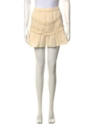 Pre-owned Loveshackfancy Lace Pattern Mini Skirt In Neutral