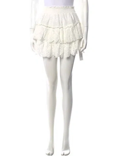 Pre-owned Loveshackfancy Lace Pattern Mini Skirt In Neutral