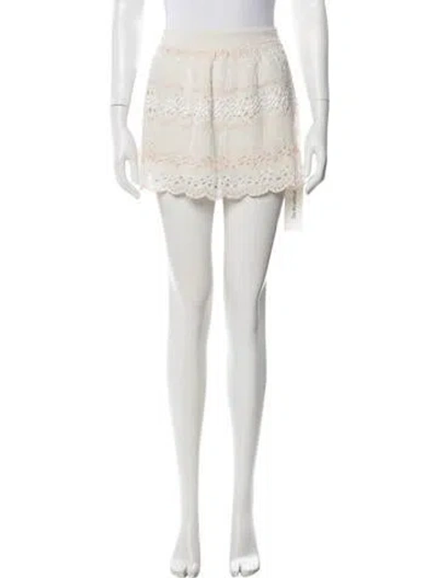 Pre-owned Loveshackfancy Lace Pattern Mini Skirt In Neutrals