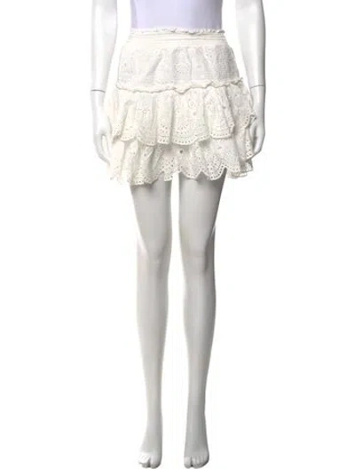 Pre-owned Loveshackfancy Lace Pattern Mini Skirt In Neutrals