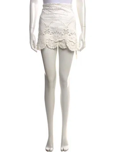 Pre-owned Loveshackfancy Lace Pattern Mini Skirt In Neutrals