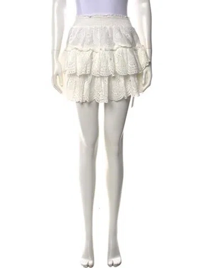Pre-owned Loveshackfancy Lace Pattern Mini Skirt In Neutrals
