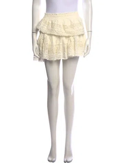 Pre-owned Loveshackfancy Lace Pattern Mini Skirt In Neutrals