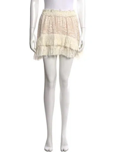 Pre-owned Loveshackfancy Lace Pattern Mini Skirt In Neutrals/white