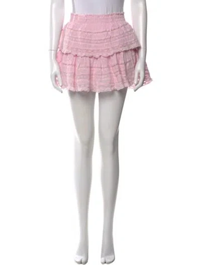 Pre-owned Loveshackfancy Lace Pattern Mini Skirt In Pink