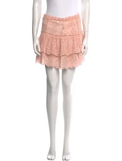 Pre-owned Loveshackfancy Lace Pattern Mini Skirt In Pink