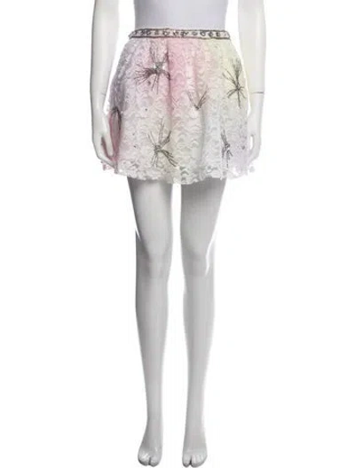 Pre-owned Loveshackfancy Lace Pattern Mini Skirt In Pink