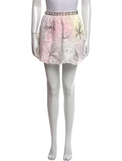 Pre-owned Loveshackfancy Lace Pattern Mini Skirt In Pink