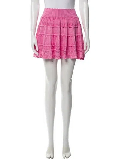 Pre-owned Loveshackfancy Lace Pattern Mini Skirt In Pink