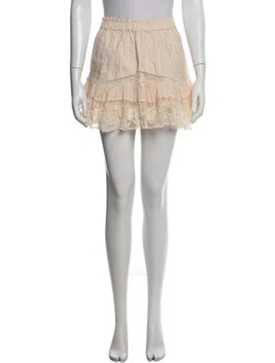 Pre-owned Loveshackfancy Lace Pattern Mini Skirt In Pink