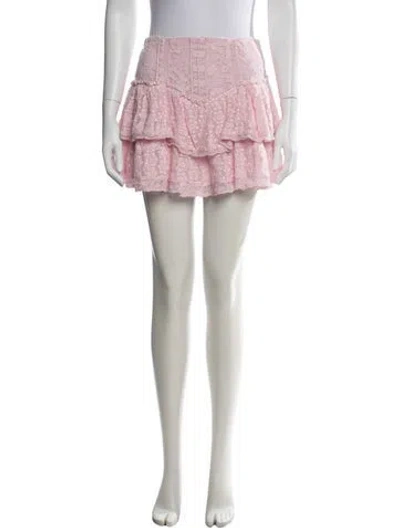 Pre-owned Loveshackfancy Lace Pattern Mini Skirt In Pink