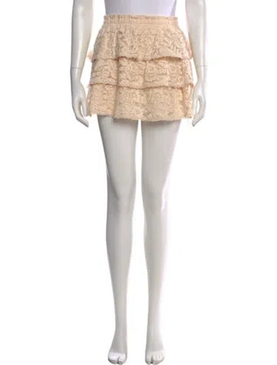 Pre-owned Loveshackfancy Lace Pattern Mini Skirt W/ Tags In Neutral