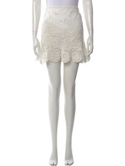 Pre-owned Loveshackfancy Lace Pattern Mini Skirt W/ Tags In White
