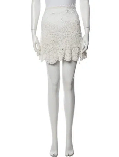Pre-owned Loveshackfancy Lace Pattern Mini Skirt W/ Tags In White