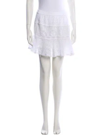 Pre-owned Loveshackfancy Lace Pattern Mini Skirt In White