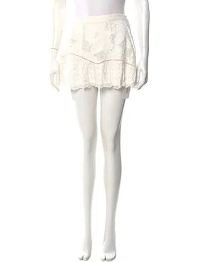 Pre-owned Loveshackfancy Lace Pattern Mini Skirt In White
